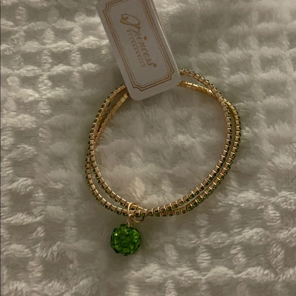 gold and green bracelet